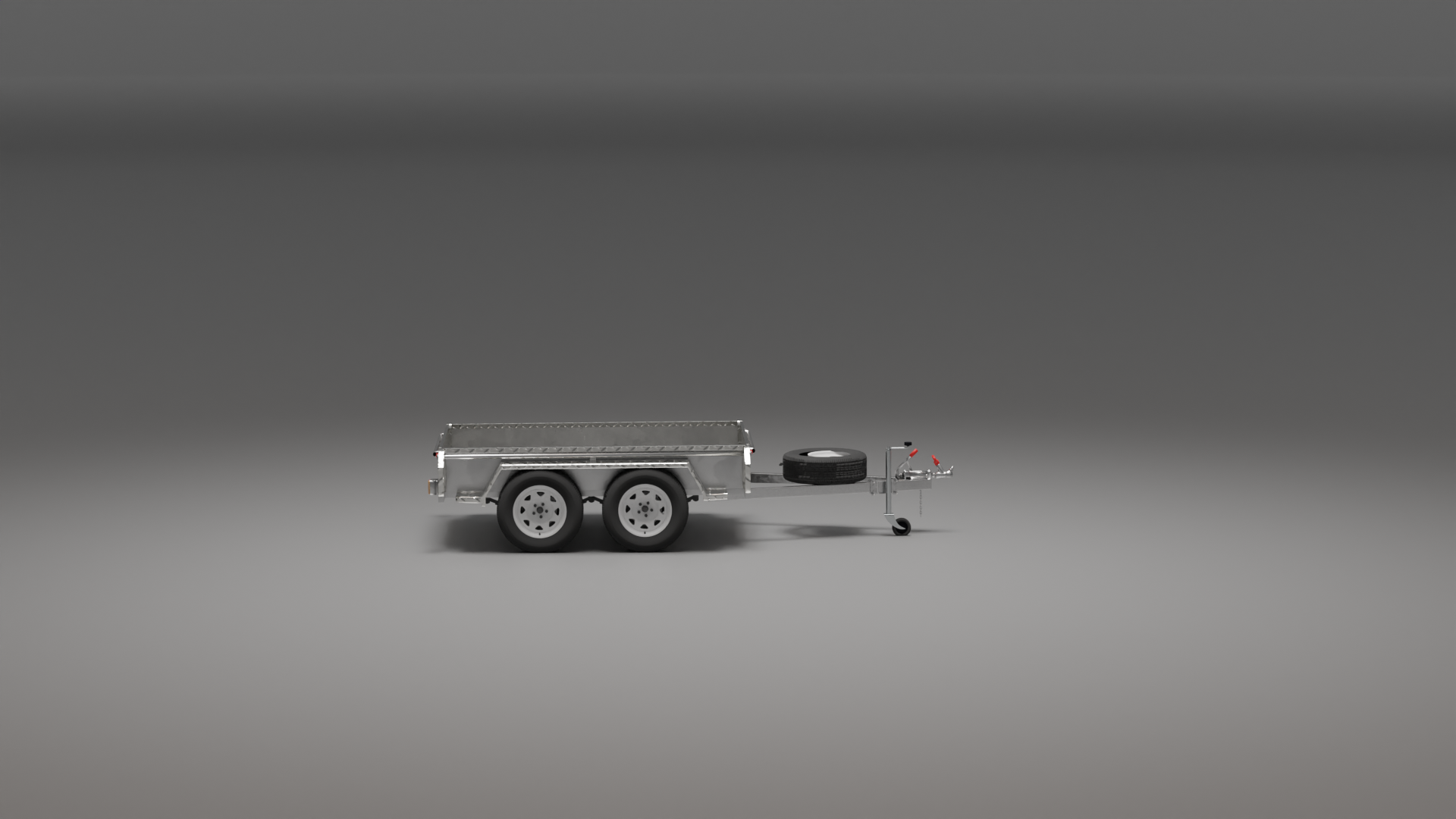 Side view of an 8x5 standard trailer, showcasing its durable construction and spacious cargo area.