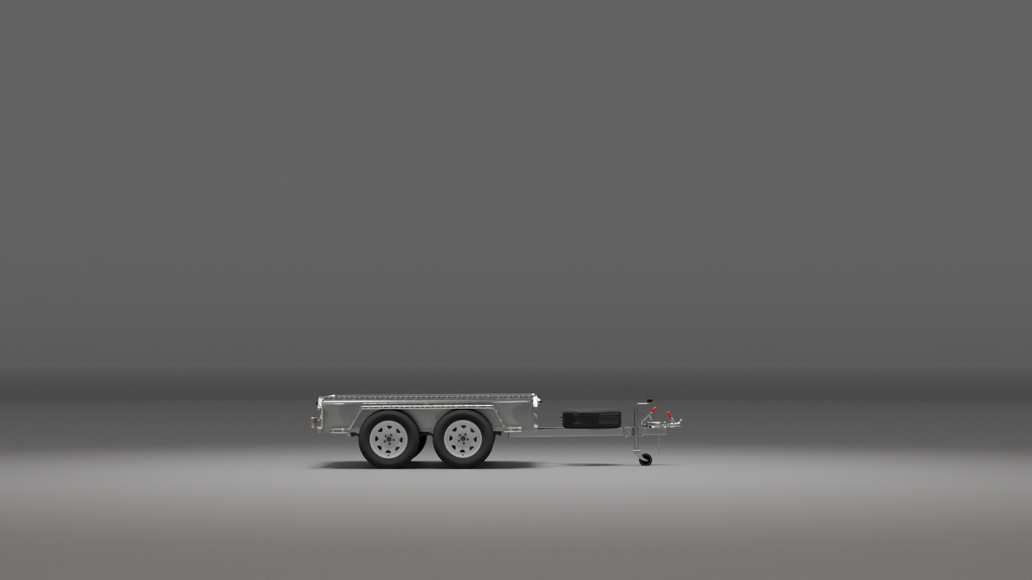 8x5 standard trailer, side view highlighting its strong frame and versatile load capacity.