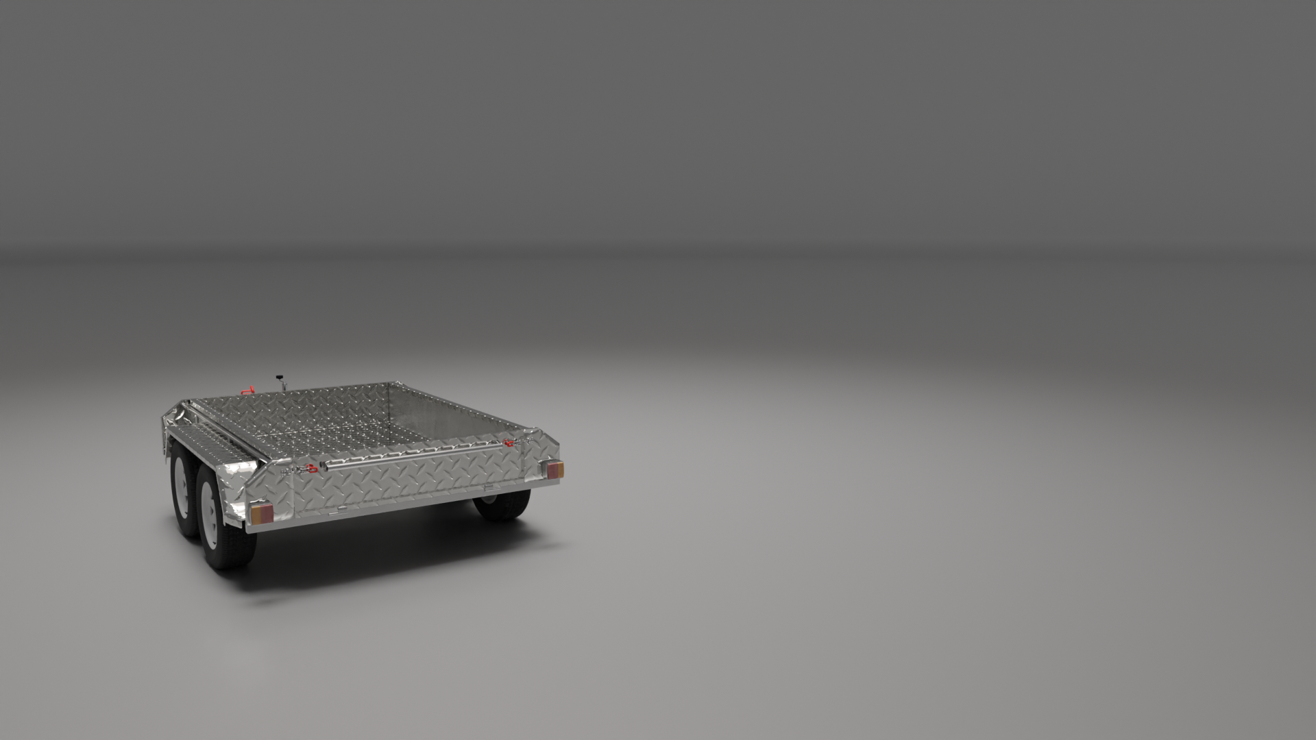 Back view of an 8x5 standard trailer, showcasing its spacious cargo area and durable rear gate