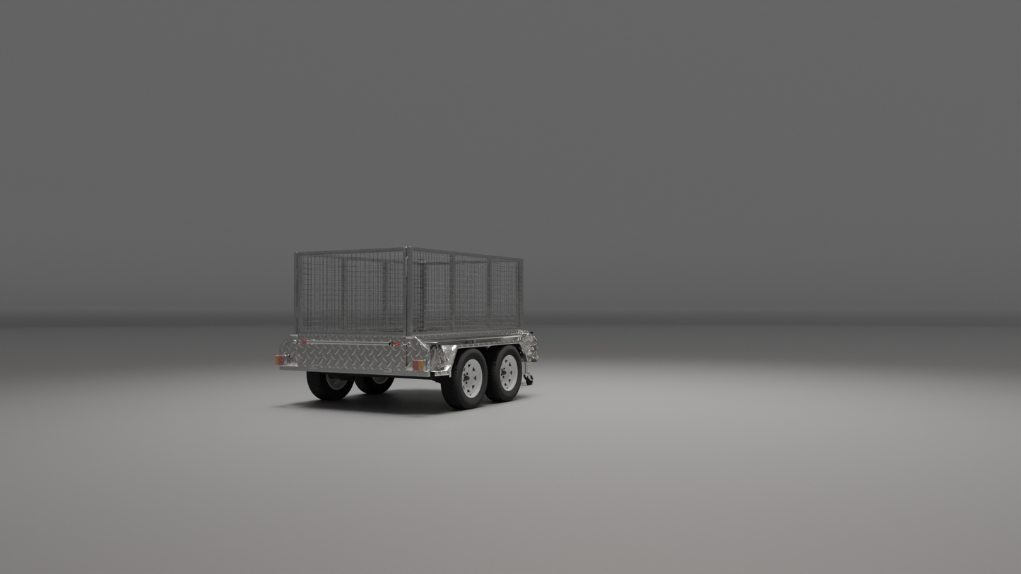 Back view of an 8x5 trailer, ideal for safe and efficient unloading with a strong rear gate.