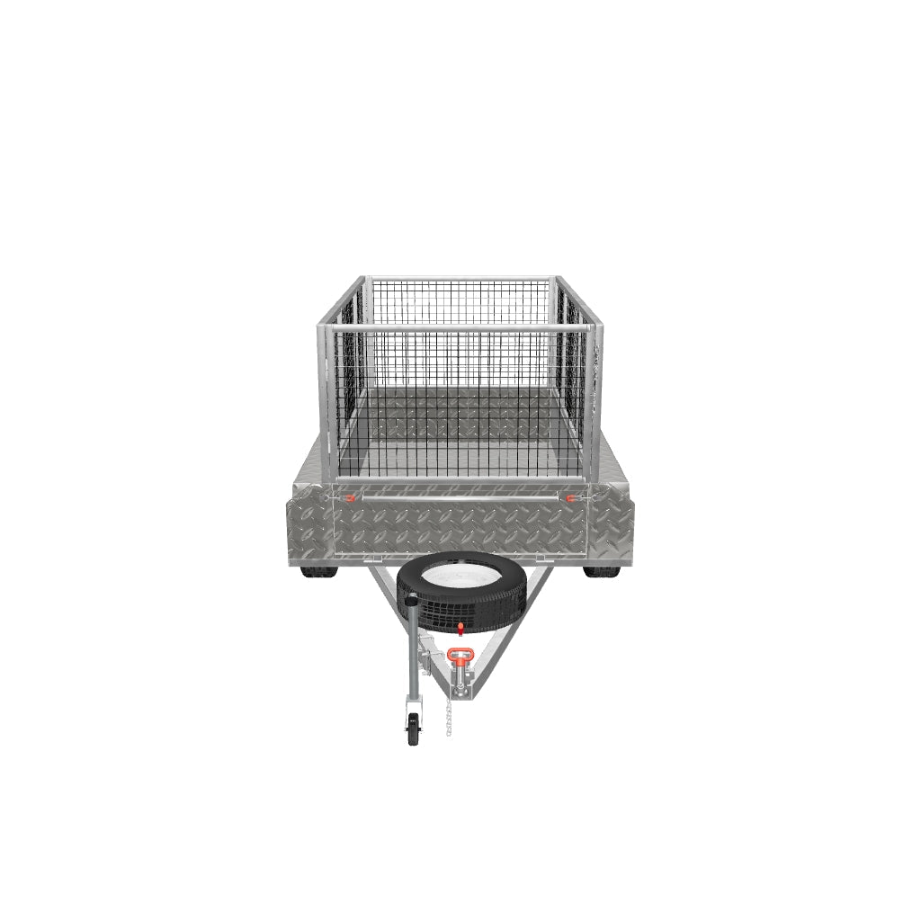 10 x 5 trailer with cage, front angle