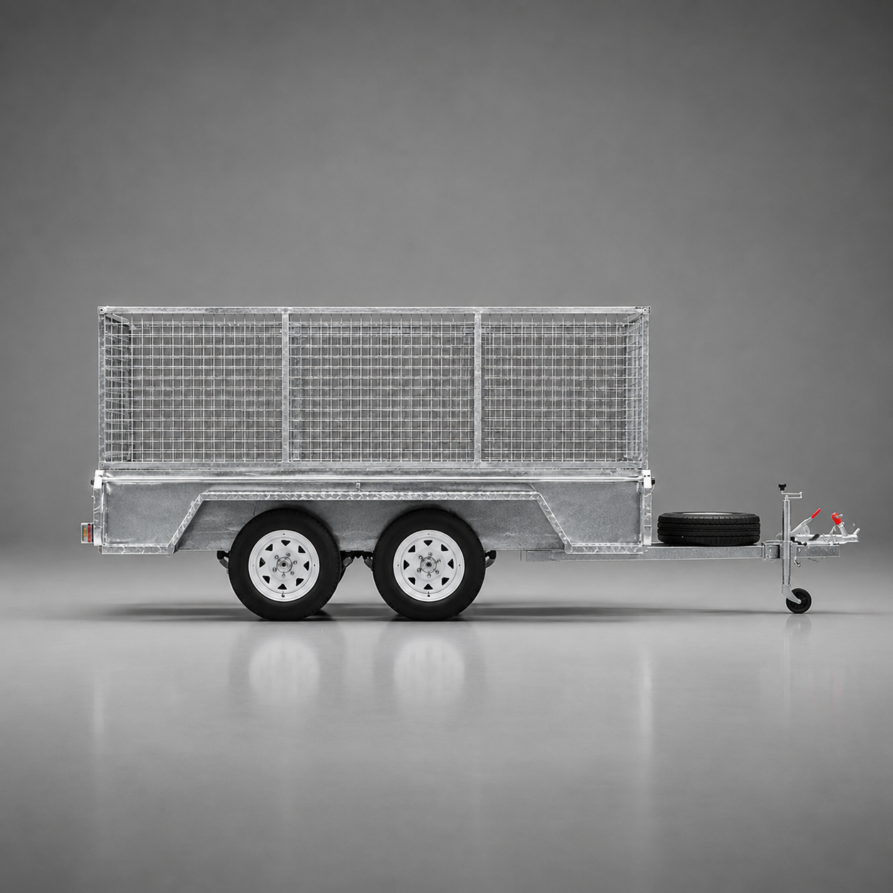 10x5 box trailer with cage, 2000kg carrying capacity, hot dip galvanised, heavy duty all-purpose trailer. Ideal for work, moving furniture, camping, gardening, rubbish trips to the tip, tradies and construction.