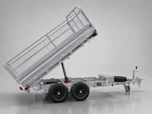 12x7 Hydraulic Flat Top Tipper Trailer for construction, tradies, work trailer, hot dip galvanised, box and flatbed trailer function. 3500kg 