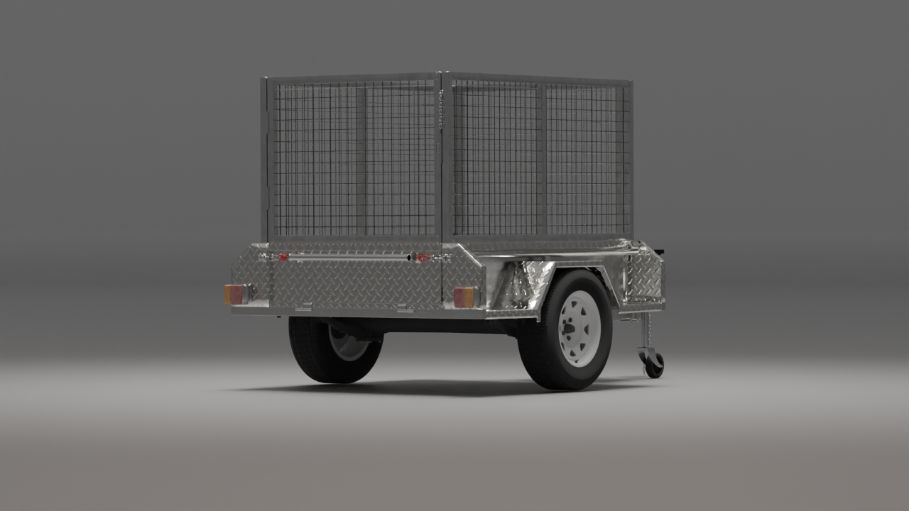 6x4 Trailer with a Cage, Back Right View