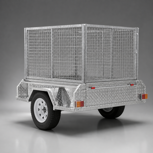 6x4 box trailer with cage, 750kg carrying capacity, hot dip galvanised, heavy duty all-purpose trailer. Ideal for work, moving furniture, camping, gardening, rubbish trips to the tip, tradies and construction.