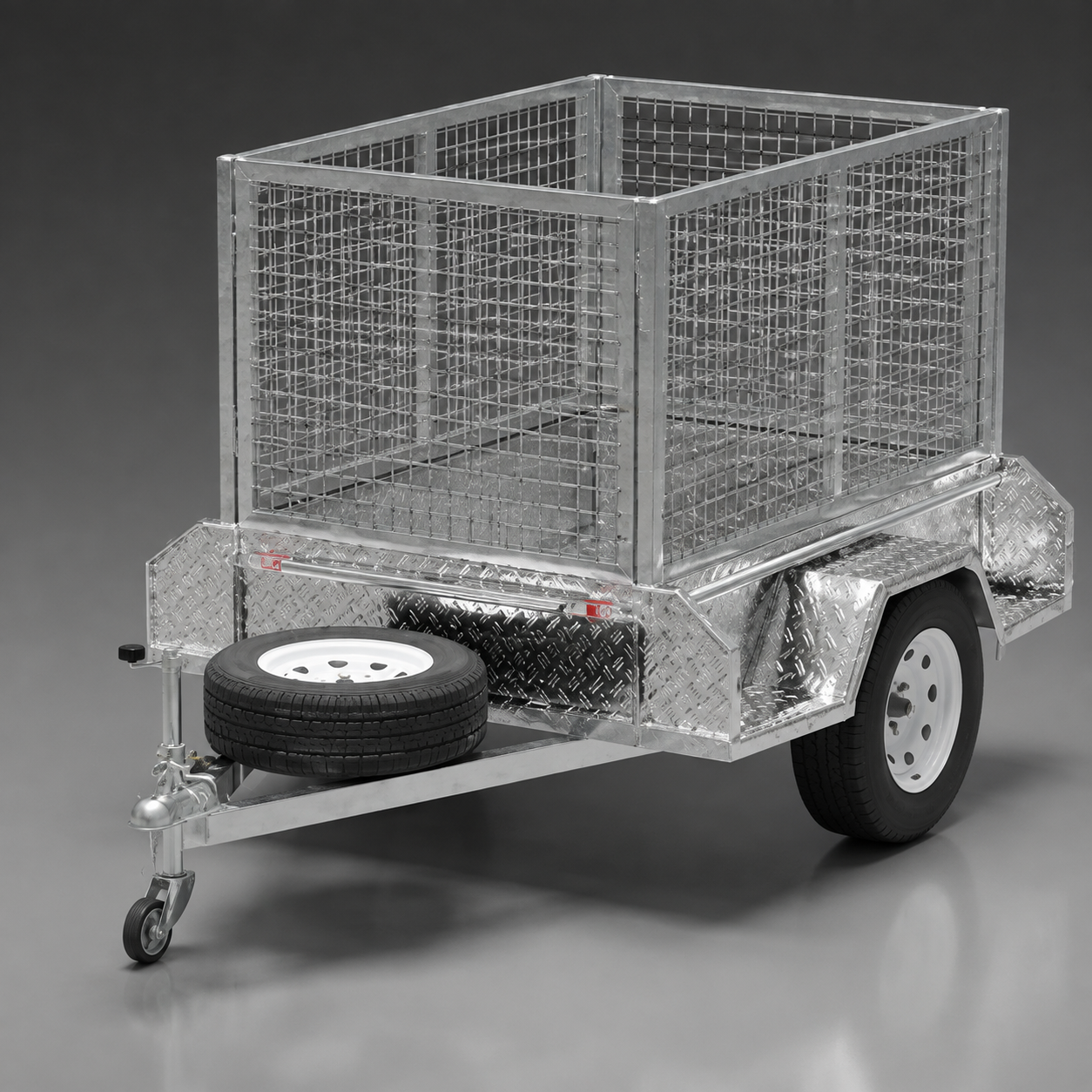 6x4 box trailer with cage, 750kg carrying capacity, hot dip galvanised, heavy duty all-purpose trailer. Ideal for work, moving furniture, camping, gardening, rubbish trips to the tip, tradies and construction.