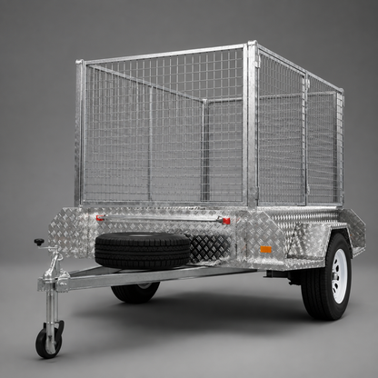 6x4 box trailer with cage, 750kg carrying capacity, hot dip galvanised, heavy duty all-purpose trailer. Ideal for work, moving furniture, camping, gardening, rubbish trips to the tip, tradies and construction.