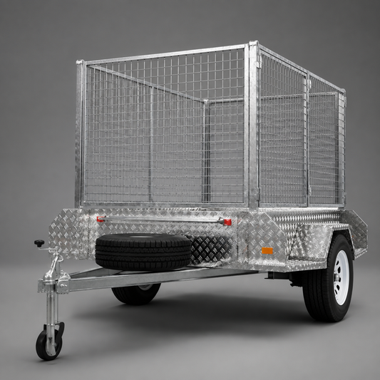 6x4 box trailer with cage, 750kg carrying capacity, hot dip galvanised, heavy duty all-purpose trailer. Ideal for work, moving furniture, camping, gardening, rubbish trips to the tip, tradies and construction.