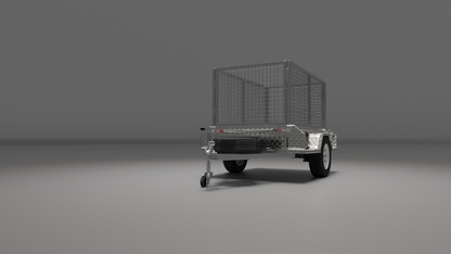 7x4 Boxtop Trailer with Cage, Front Left View