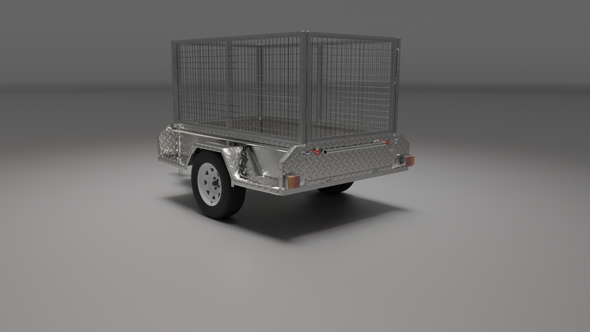 7x4 Boxtop Trailer with Cage, Back Left View