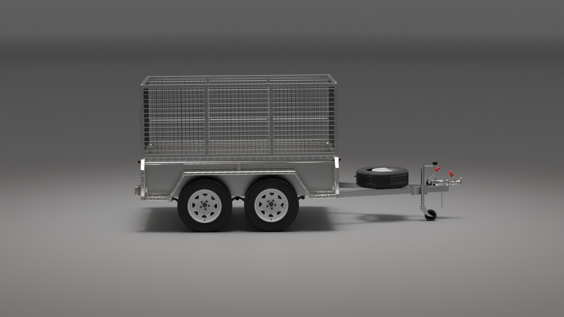 8x5 heavy-duty trailerwith a cage with a 2000kg capacity, Side view highlighting its strong and reliable construction