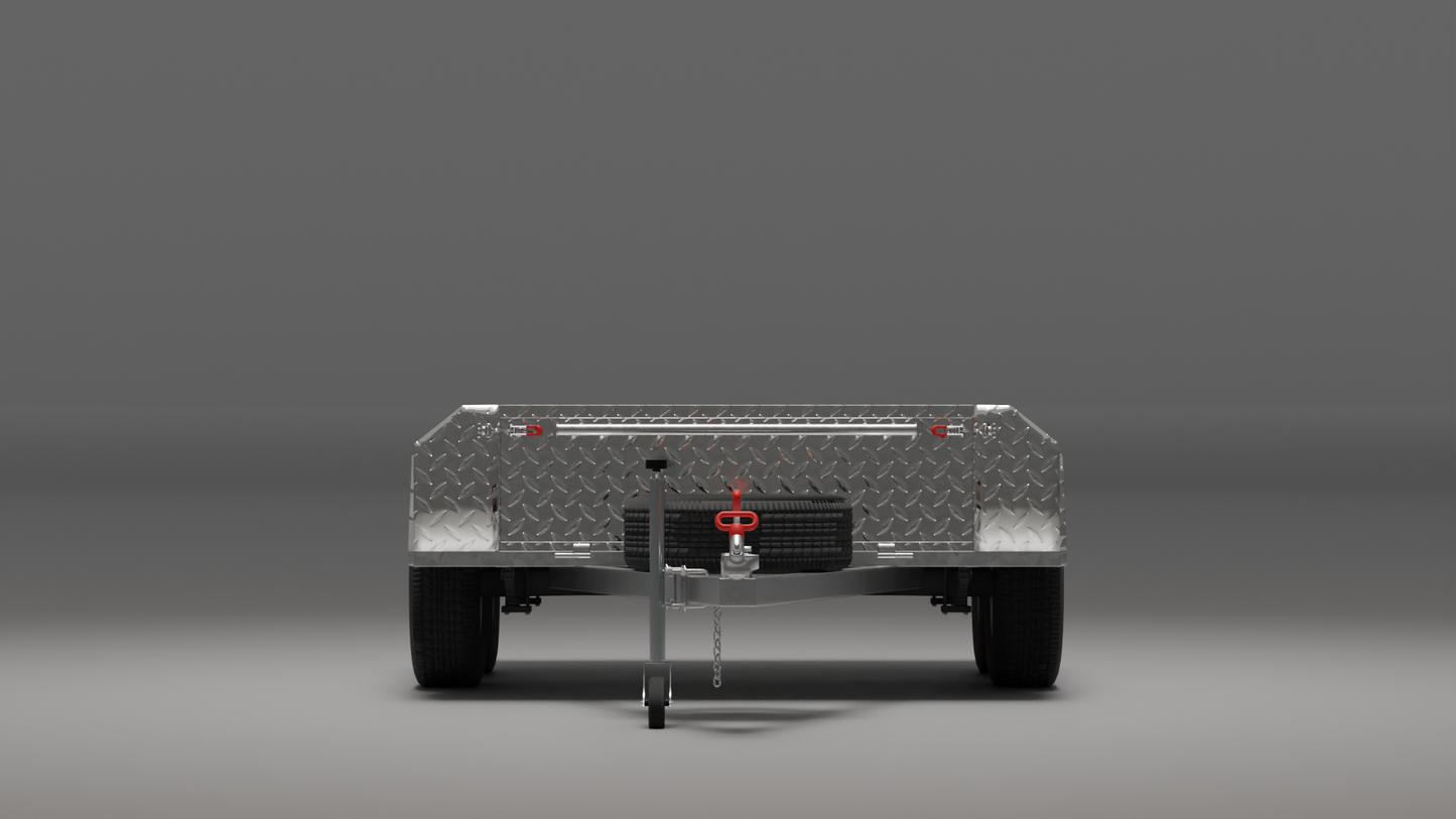 Front view of an 8x5 heavy-duty trailer rated for 2000kg, showcasing its solid construction and high load capacity