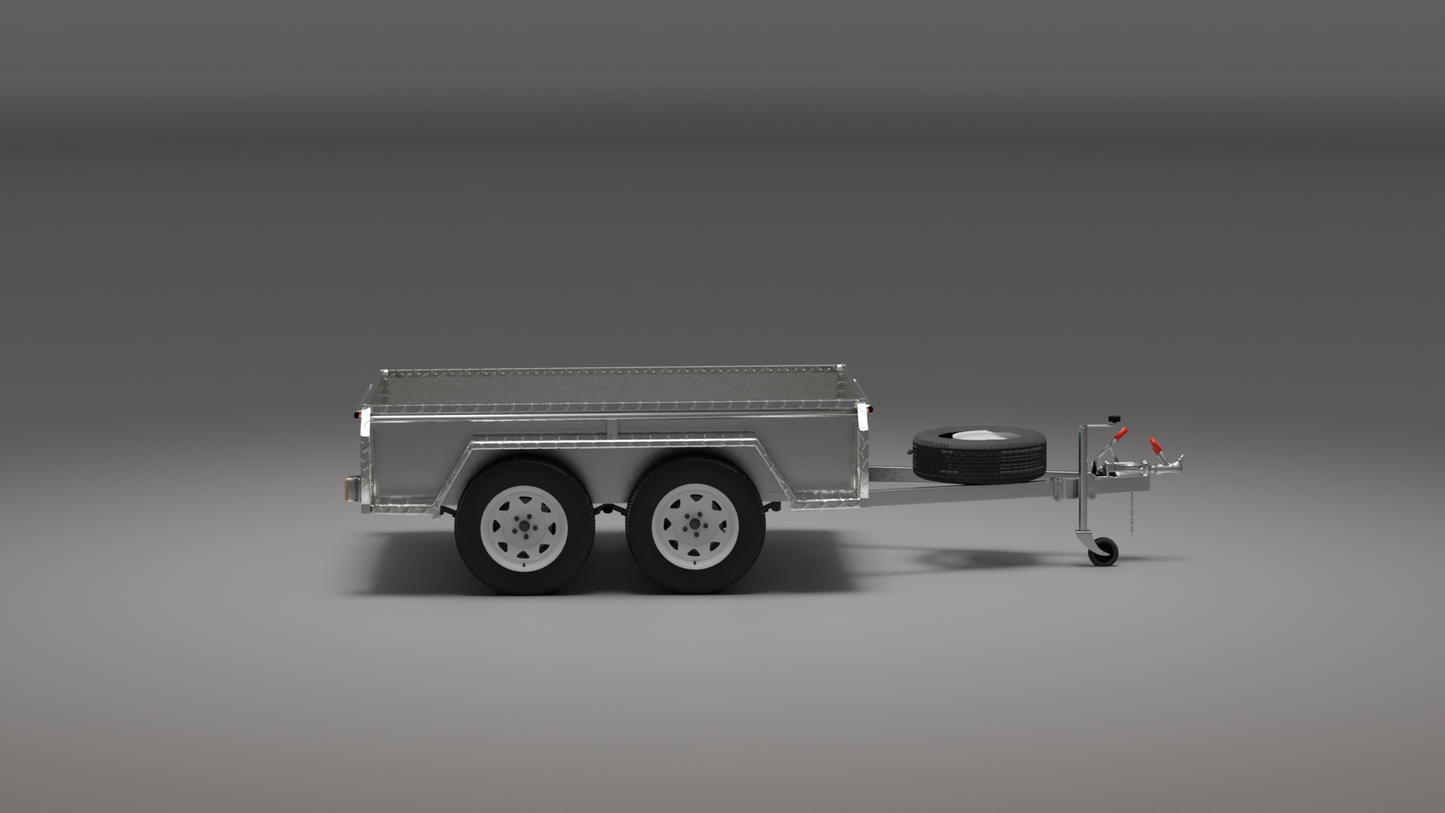 8x5 heavy-duty trailer with a 2000kg capacity, front view emphasizing its strength and durability.