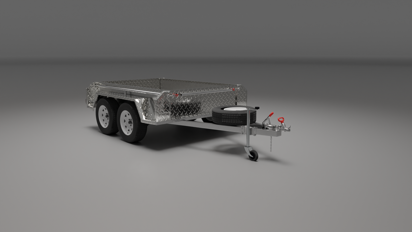 8x5 heavy-duty trailer with a 2000kg capacity, front view highlighting its strong and reliable construction