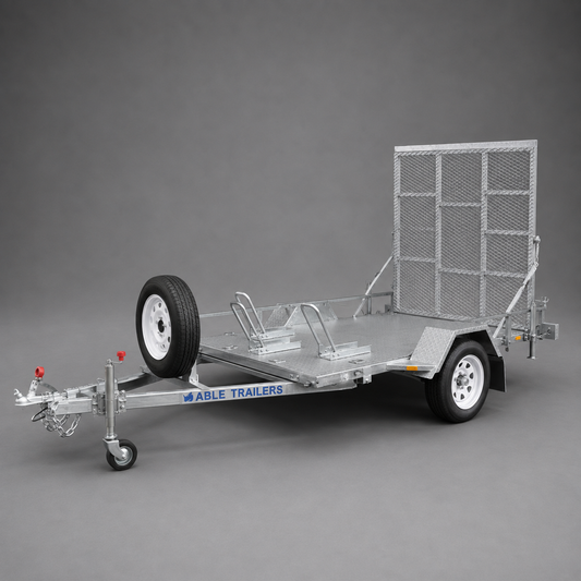 Able Trailers 8x5 750kg Single Axle 3 Motorbikes. Great for all two wheel transportation like bikes, motorbikes, motorcycles, hot dip galvanised bike trailer with ramp motorcycle trailer with ramp motorbike trailer with ramp in Perth 