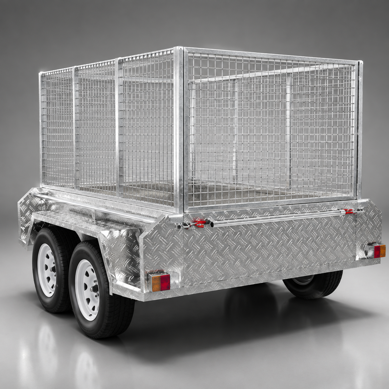 8x5 box trailer with cage, 750kg carrying capacity, hot dip galvanised, heavy duty all-purpose trailer. Ideal for work, moving furniture, camping, gardening, rubbish trips to the tip, tradies and construction.