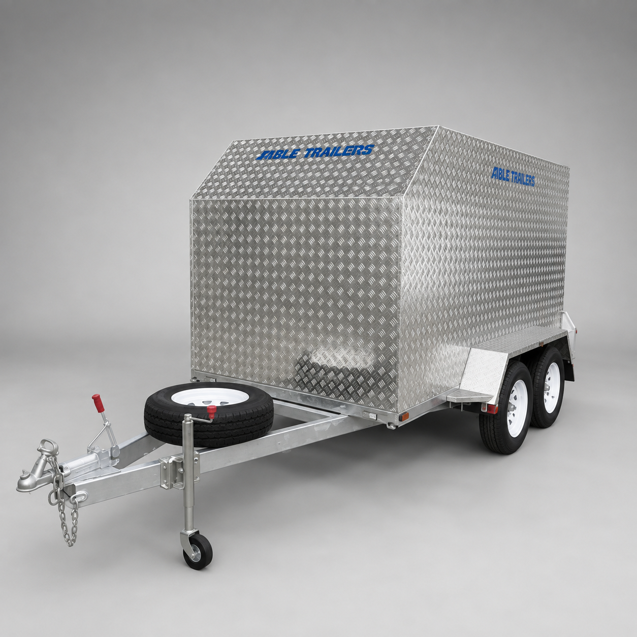 Able Trailers 10x5 Tall Enclosed Trailer 2000kg. Hot dip galvanised frame and base, aluminium top aluminium cover, secure and sunlight-free transport, dual braked, box chassis, enclosed box with a box tubing inner structure