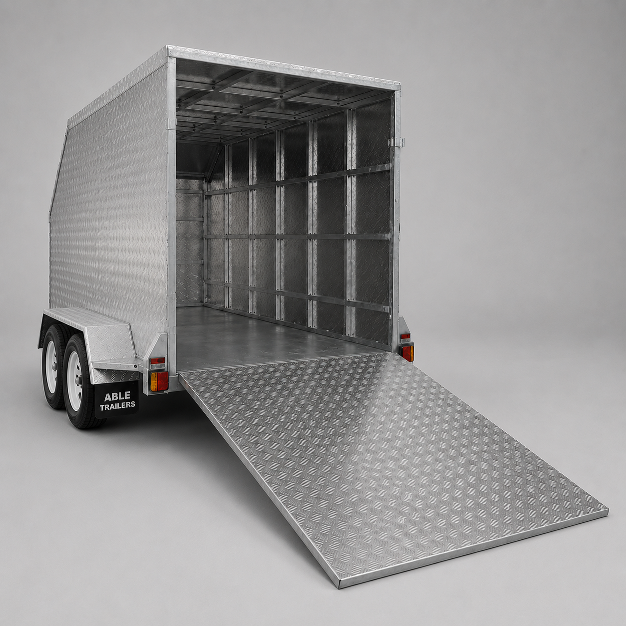 Able Trailers 10x5 Tall Enclosed Trailer 2000kg. Hot dip galvanised frame and base, aluminium top aluminium cover, secure and sunlight-free transport, dual braked, box chassis, enclosed box with a box tubing inner structure