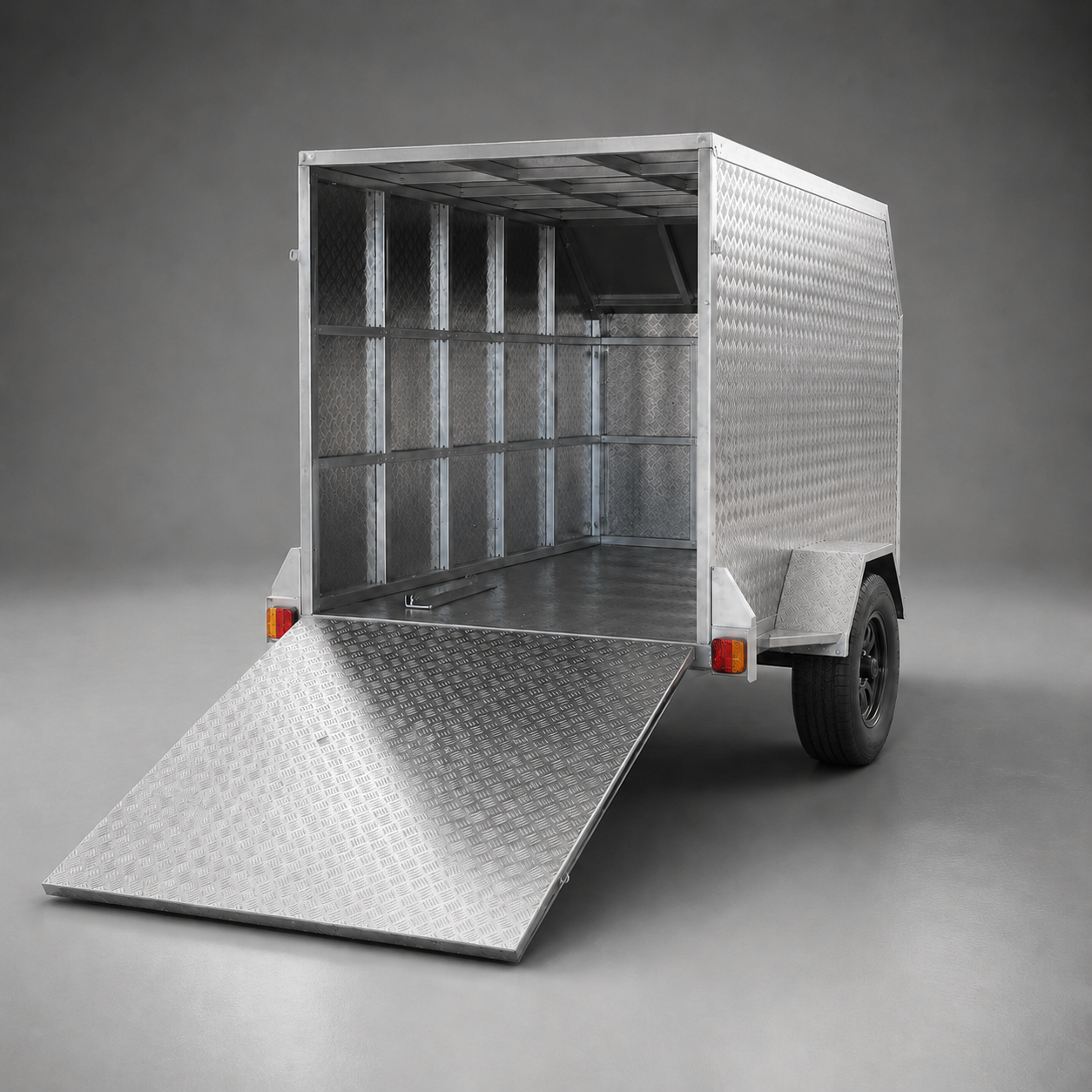 Able Trailers8x5 Short Enclosed Trailer 1250kg. Hot dip galvanised frame and base, aluminium top aluminium cover, secure and sunlight-free transport, dual braked, box chassis, enclosed box with a box tubing inner structure