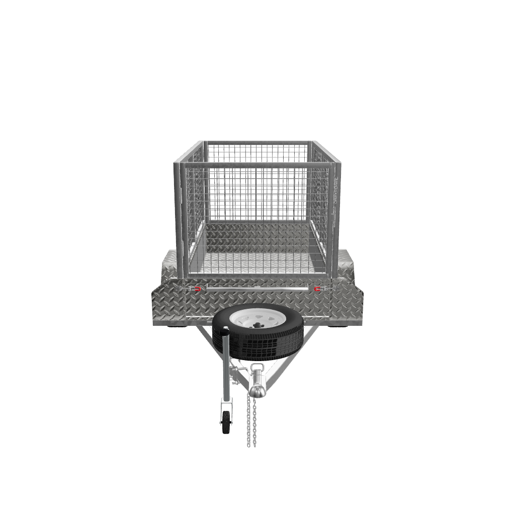 7x4 Boxtop Trailer with Cage, Front View