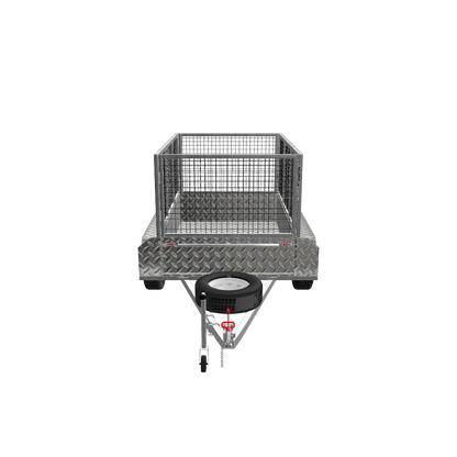 Front view of an 8x5 heavy-duty trailer with a 2000kg load capacity, highlighting its robust construction and reliable performance.