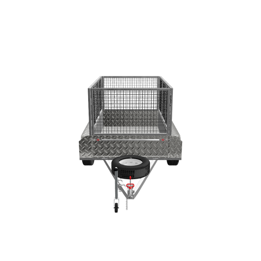 Front view of an 8x5 heavy-duty trailer with a 2000kg load capacity, highlighting its robust construction and reliable performance.