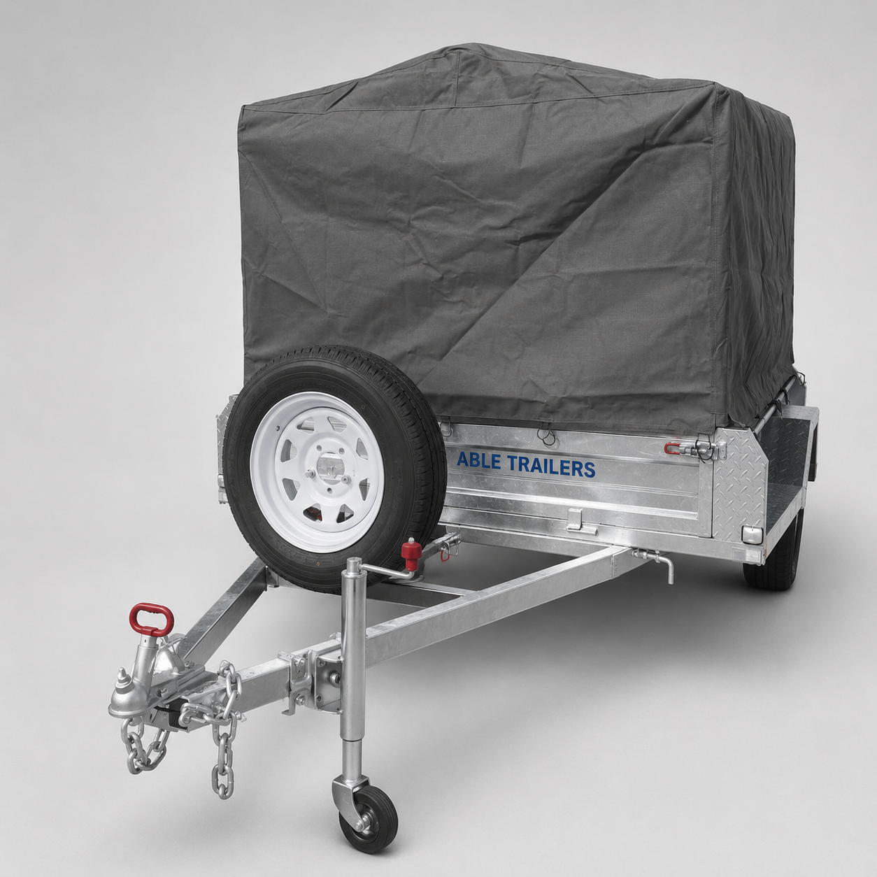6x4 Grey 18g Canvas Cover for a trailer. Weather resistant canvas cover for travel, moving furniture, heavy duty tarp, heavy duty canvas cover, trailer cover, trailer protector, trailer protection, keeps trailer load dry. Suitable cover for box trailer with cage