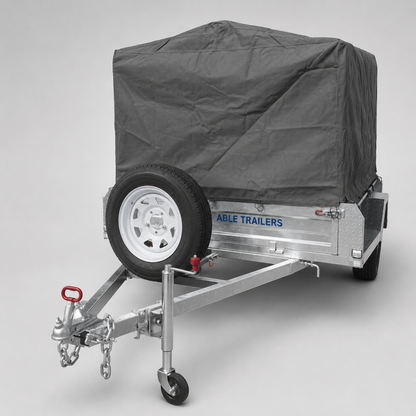 6x4 Grey 18g Canvas Cover for a trailer. Weather resistant canvas cover for travel, moving furniture, heavy duty tarp, heavy duty canvas cover, trailer cover, trailer protector, trailer protection, keeps trailer load dry. Suitable cover for box trailer with cage