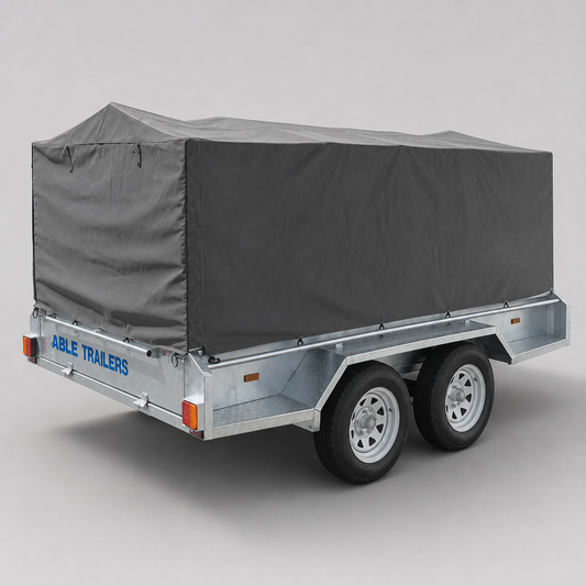 8x5 Grey 18g Canvas Cover for a trailer. all weather canvas cover for travel, moving furniture, heavy duty tarp, heavy duty canvas cover, trailer cover, trailer protector, trailer protection
